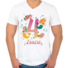 PRINTFASHION Sellős szülinap - névvel, számmal - Férfi V-nyakú póló - Fehér férfi póló