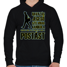 PRINTFASHION Semmi sem állíthatja meg a postást - Férfi kapucnis pulóver - Fekete