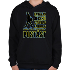 PRINTFASHION Semmi sem állíthatja meg a postást - Gyerek kapucnis pulóver - Fekete