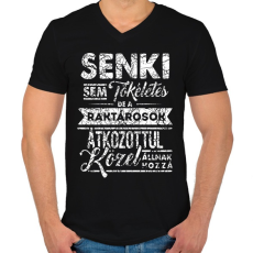 PRINTFASHION senki se tökéletes.. - Férfi V-nyakú póló - Fekete