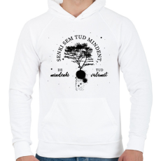 PRINTFASHION Senki sem tud mindent - Férfi kapucnis pulóver - Fehér