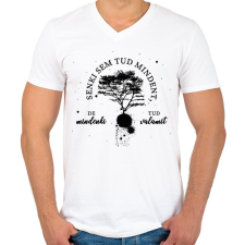 PRINTFASHION Senki sem tud mindent - Férfi V-nyakú póló - Fehér férfi póló