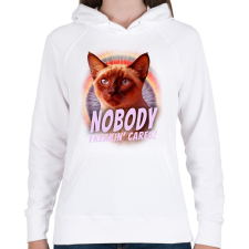 PRINTFASHION Senkit nem érdekel - Női kapucnis pulóver - Fehér női pulóver, kardigán