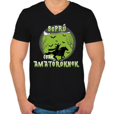 PRINTFASHION Seprű csak amatőröknek - Férfi V-nyakú póló - Fekete férfi póló