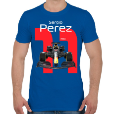 PRINTFASHION Sergio Perez 11 autóversenyző - fehér felirat - Férfi póló - Királykék