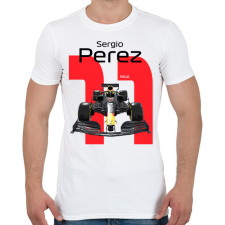 PRINTFASHION Sergio Perez 11 autóversenyző - fekete felirat - Férfi póló - Fehér férfi póló