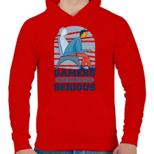 PRINTFASHION Serious Gamers - Férfi kapucnis pulóver - Piros férfi pulóver, kardigán