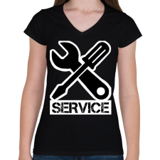 PRINTFASHION Service - Női V-nyakú póló - Fekete női póló
