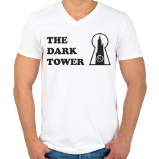 PRINTFASHION setét torony 2 - Férfi V-nyakú póló - Fehér