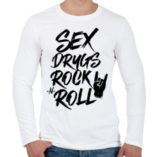 PRINTFASHION Sex, Drugs, Rock 'n Roll - Férfi hosszú ujjú póló - Fehér férfi póló