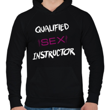 PRINTFASHION SEX INSTRUCTOR - Férfi kapucnis pulóver - Fekete férfi pulóver, kardigán