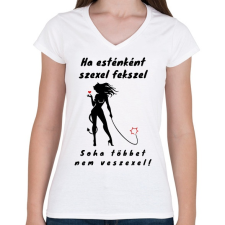 PRINTFASHION sexel fekszel - Női V-nyakú póló - Fehér női póló