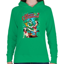 PRINTFASHION Sexy Karácsony - Női kapucnis pulóver - Zöld női pulóver, kardigán