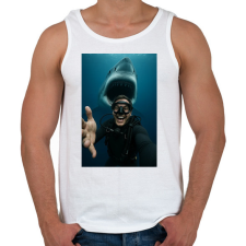 PRINTFASHION Shark - Férfi atléta - Fehér atléta, trikó