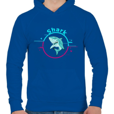 PRINTFASHION shark - Férfi kapucnis pulóver - Királykék