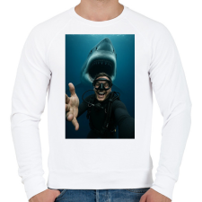 PRINTFASHION Shark - Férfi pulóver - Fehér férfi pulóver, kardigán