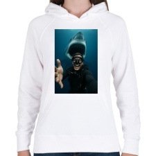 PRINTFASHION Shark - Női kapucnis pulóver - Fehér női pulóver, kardigán