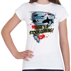 PRINTFASHION Shark tornádó - Női póló - Fehér