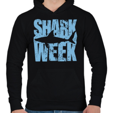 PRINTFASHION Shark Week - Férfi kapucnis pulóver - Fekete férfi pulóver, kardigán