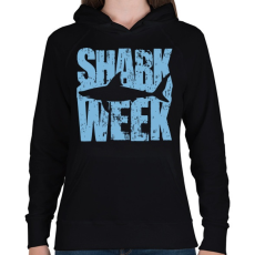 PRINTFASHION Shark Week - Női kapucnis pulóver - Fekete