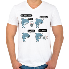 PRINTFASHION SharKAMEHAMEHAA..(B) - Férfi V-nyakú póló - Fehér férfi póló