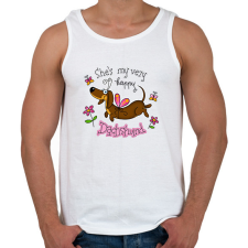 PRINTFASHION She's very happy dachshund - Férfi atléta - Fehér atléta, trikó