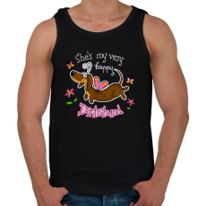 PRINTFASHION She's very happy Dachshund - Férfi atléta - Fekete