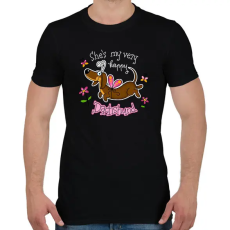 PRINTFASHION She's very happy Dachshund - Férfi póló - Fekete