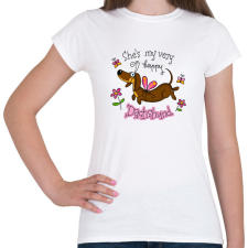 PRINTFASHION She's very happy dachshund - Női póló - Fehér női póló