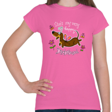 PRINTFASHION She's very happy Dachshund - Női póló - Rózsaszín