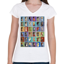 PRINTFASHION She Series - Női V-nyakú póló - Fehér női póló