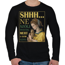 PRINTFASHION Shhh... ne szólj hozzám - Cicás - Férfi hosszú ujjú póló - Fekete férfi póló