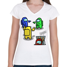 PRINTFASHION Shhhhh.... - Női V-nyakú póló - Fehér