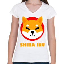 PRINTFASHION Shiba inu 01 - Női V-nyakú póló - Fehér női póló
