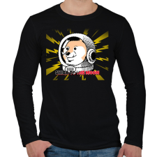 PRINTFASHION SHIBA TO THE MOON - Férfi hosszú ujjú póló - Fekete férfi póló