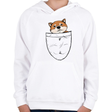 PRINTFASHION Shiba zsebminta - Gyerek kapucnis pulóver - Fehér gyerek pulóver, kardigán