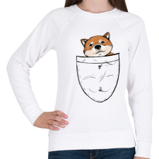 PRINTFASHION Shiba zsebminta - Női pulóver - Fehér női pulóver, kardigán