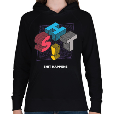 PRINTFASHION SHIT HAPPENS - Női kapucnis pulóver - Fekete női pulóver, kardigán