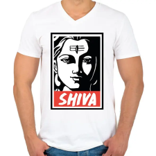 PRINTFASHION Shiva - Férfi V-nyakú póló - Fehér férfi póló