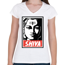 PRINTFASHION Shiva - Női V-nyakú póló - Fehér