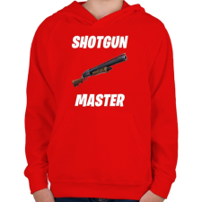 PRINTFASHION Shotgun Master - Fortnite (Fehér) - Gyerek kapucnis pulóver - Piros gyerek pulóver, kardigán
