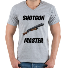 PRINTFASHION Shotgun Master - Fortnite (Fekete) - Férfi V-nyakú póló - Sport szürke férfi póló