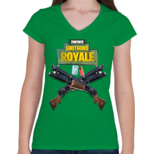 PRINTFASHION Shotguns Fortnite  - Női V-nyakú póló - Zöld női póló