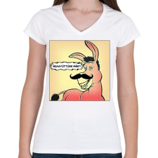 PRINTFASHION Shrek - szamár - Női V-nyakú póló - Fehér női póló