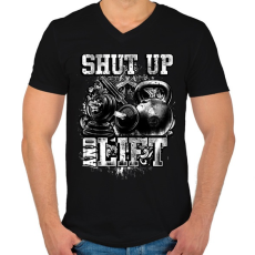 PRINTFASHION Shut up and lift - Férfi V-nyakú póló - Fekete