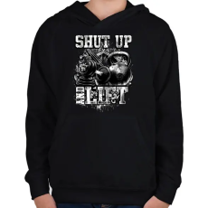 PRINTFASHION Shut up and lift - Gyerek kapucnis pulóver - Fekete
