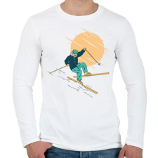 PRINTFASHION Síelő - Férfi hosszú ujjú póló - Fehér férfi póló