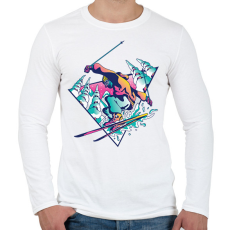PRINTFASHION Síelő - Férfi hosszú ujjú póló - Fehér