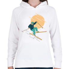 PRINTFASHION Síelő - Női kapucnis pulóver - Fehér