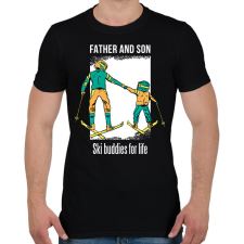 PRINTFASHION Síelős apa-fia - Férfi póló - Fekete férfi póló